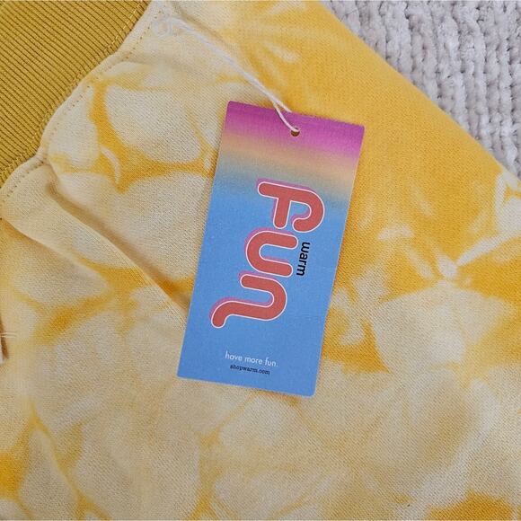 NWT Warm Fun Yellow Tie Dye Shorts - Picture 3 of 6